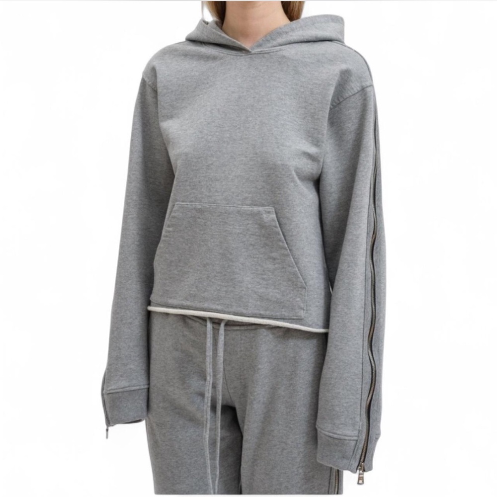 RtA Gray Women's Cropped Hooded Sweatshirt Size Xs “NWT”